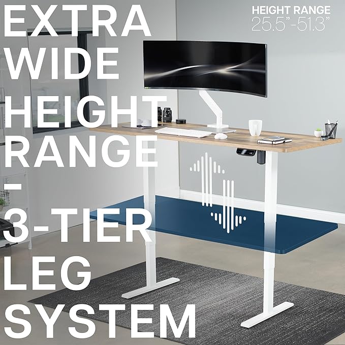 VIVO Electric 71 x 30 in Standing Desk, Touch Screen Adjustment, 176 lb Frame Support, 2E Series, Reclaimed Wood Top White Frame, DESK-KIT-2EW71P