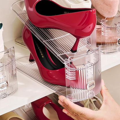 Adjustable Shoe Slots Organizer,10PACK Transparent Shoe Stackers Shoe Rack Holder Shoe Space Savers Double Layer Stack Shoe Racks for Closet Organization(Transparent)