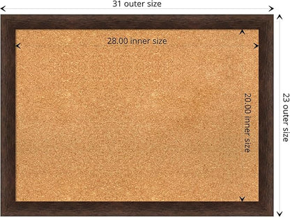 Amanti Art Natural Cork Board for Wall, 23x31 Vision Board with Brown Wood Frame, Medium Corkboard Office Decor for Home Organization, Casual Corkboard Pinboard to display items for home organization