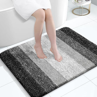 OLANLY Large Bathroom Rugs Mat 40x32, Extra Soft Absorbent Microfiber Bath Rugs, Rubber Backing, Quick Dry, Machine Washable Bath Mats for Bathroom Floor, Tub and Shower, Home Decor Accessories, Black