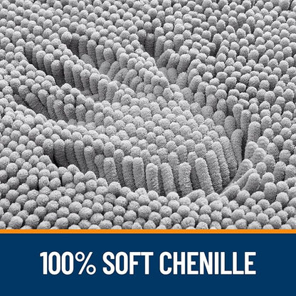 OLANLY Bathroom Rugs 36x24, Extra Soft Absorbent Chenille Bath Rugs, Rubber Backing Quick Dry, Machine Washable Bath Mats for Bathroom Floor, Tub and Shower, Home Decor Accessories, Grey