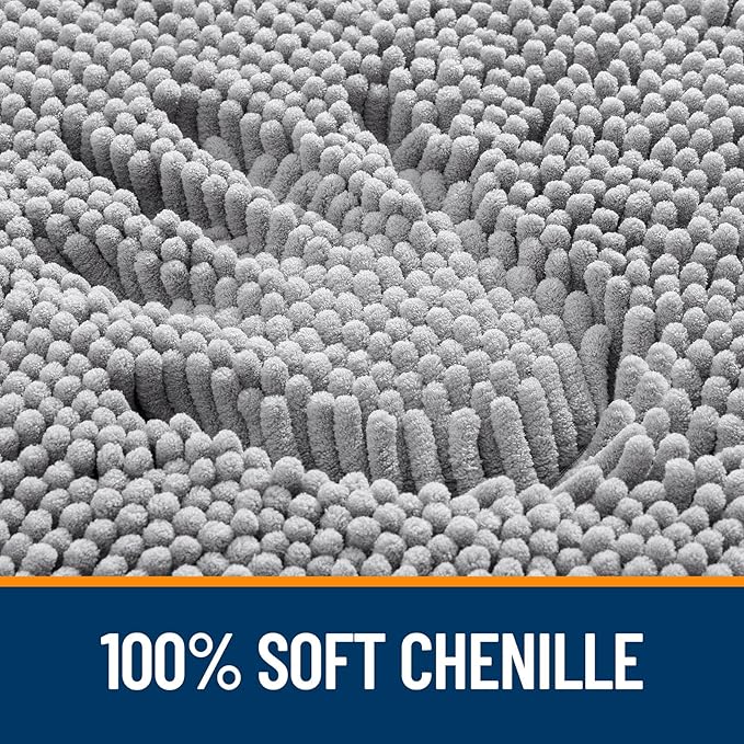 OLANLY Large Bathroom Rugs 59x35, Extra Soft Absorbent Chenille Bath Rugs, Rubber Backing Quick Dry, Machine Washable Bath Mats for Bathroom Floor, Tub and Shower, Home Decor Accessories, Grey