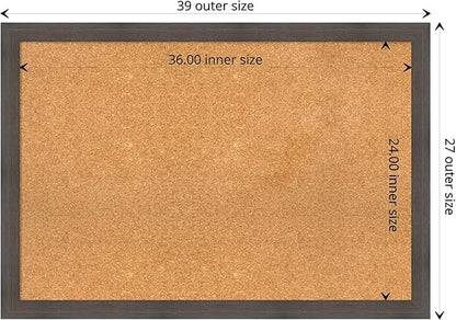 Amanti Art Natural Cork Board for Wall, 27x39 Vision Board with Brown Wood Frame, Large Corkboard Office Decor for Home Organization, Rustic Farmhouse Corkboard Pinboard to display items for home
