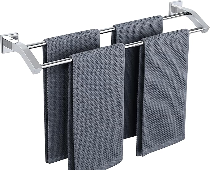 Alise Double Bath Towel Bars Towel Racks for Bathroom,Wall Mount Towel Holder Heavy Duty 24-Inch Towel Hanger Rail,GK9009-C SUS304 Stainless Steel Polished Chrome