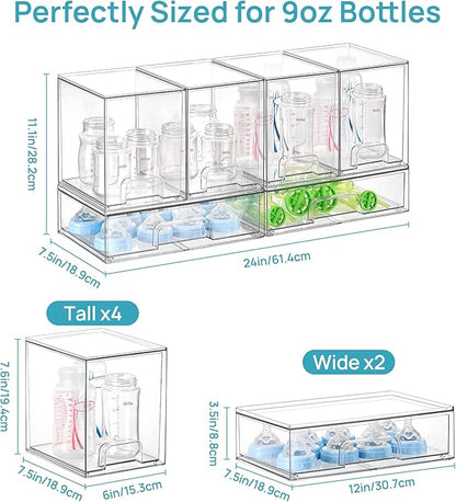 Vtopmart 6 Pack Baby Bottle Organizer Set, Stackable Storage Drawers Ideal for Kichen Countertop, Vanity, Bathroom, Cabinet, Pantry Organization