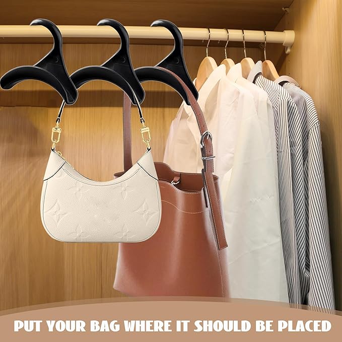 50 Pcs Bag Hanger,Purse Holder for Closet Black Backpack Hanger Hook for Closet Organizer Storage Purses Tote Bag Backpacks Handbags Satchels (Black)