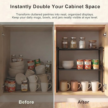 Set of 2 Cabinet Organizers 12.6''W 44 LBS Load Capacity Heavy Duty Kitchen Pantry Shelves Counter Countertop Storage Racks