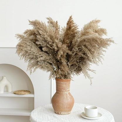 30-inch Tall Nature Pampas Grass Bouquet Decor - Boho Flowers and Feathers for Centerpieces, Perfect for Tall Floor Vase Fillers, Home Decor, Living Room, and Wedding Decor (20Pcs)