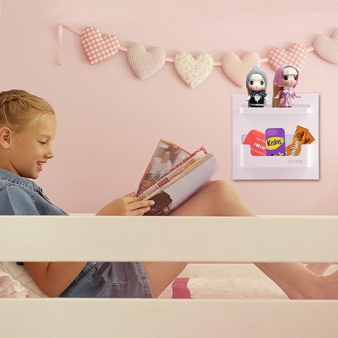 EHKIT Bedside Shelf Accessories Organizer- Wall Mount Self Stick On,Ideal for Glasses,Remote,Earphone, Cell Phone Charger,Manicure Kit