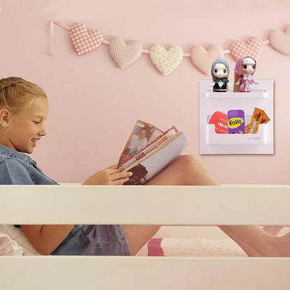 EHKIT Bedside Shelf Accessories Organizer- Wall Mount Self Stick On,Ideal for Glasses,Remote,Earphone, Cell Phone Charger,Manicure Kit