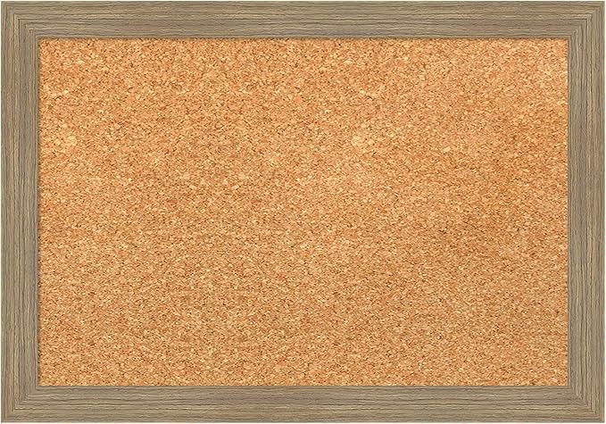 Amanti Art Natural Cork Board for Wall, 14x20 Vision Board with Brown Wood Frame, Small Corkboard Office Decor for Home Organization, Casual Corkboard Pinboard to Display Items for Home Organization