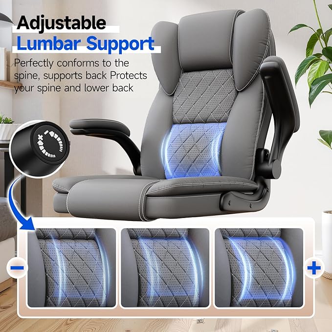 Big and Tall Office Chair Executive Chairs with Adjustable Armrests and Lumbar Support Ergonomic High Back Gaming Chair Computer Chair (Deep Grey, Oversized)