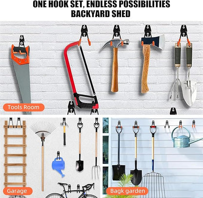 6-Pack Small Square Heavy Duty Garage Hooks, Ideal for Hanging Ladders, Bikes, Tools, Garage, Garden, Basement, Shed, Utility Room Storage (Orange)