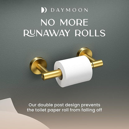 Day Moon™ Gold Toilet Paper Holder - Brushed Gold Toilet Paper Holder Wall Mount - Modern Toilet Paper Roll Holder - Gold Bathroom Toilet Paper Holder