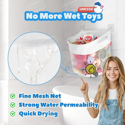 UNEEDE Bath Toy Organizer,4 Gallons Bathtub Toy Storage Organizer,Quick Access Bath Toy Holder For Bathtub,Baby Organizer,Quick Dry Baby For Tub,Mesh Shower Caddy