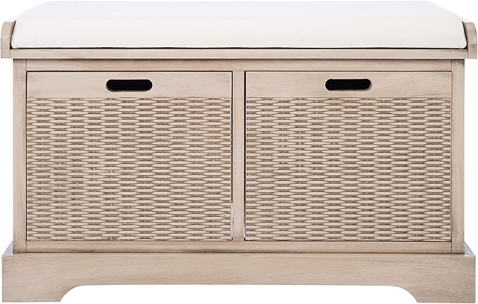 Safavieh Home Collection Landers Sand 2-Drawer/Cushion Storage Bench (Fully Assembled) BCH5702D