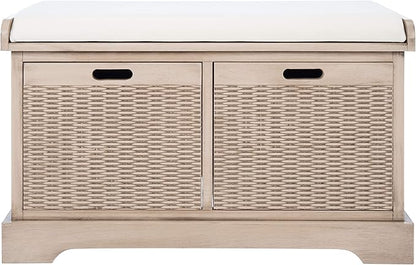 Safavieh Home Collection Landers Sand 2-Drawer/Cushion Storage Bench (Fully Assembled) BCH5702D