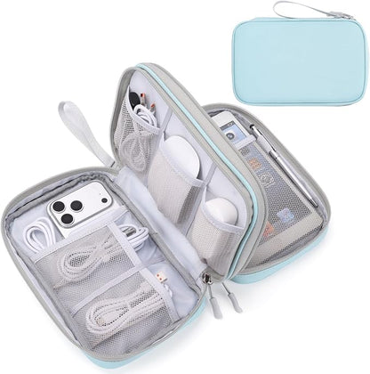 FYY Electronic Organizer, Large Travel Cable Organizer Bag Pouch Electronic Accessories Carry Case Portable Waterproof Double Layers All-in-One Storage Bag for Cable, Cord, Charger, Mint Green