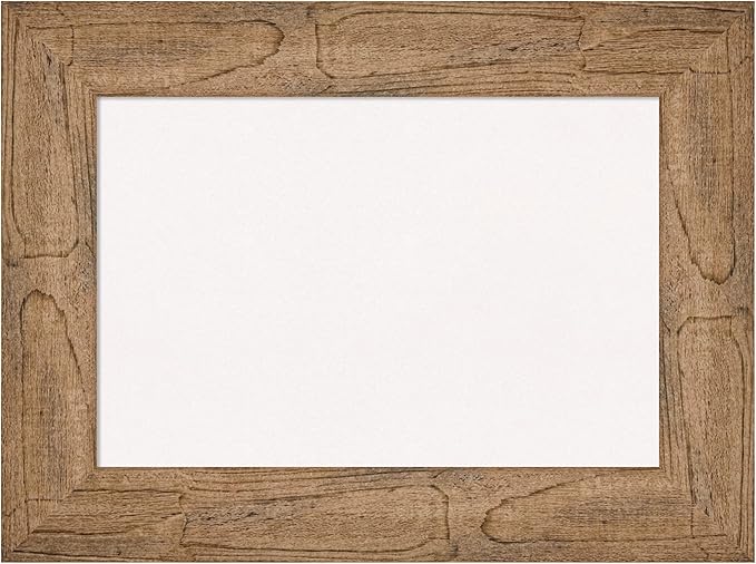 Amanti Art White Cork Board for Wall, 18x24 Vision Board with Brown Wood Frame, Small Corkboard Office Decor for Home Organization, Country Rustic Corkboard Pinboard to Display Items for Home