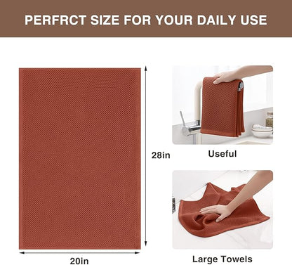 Homaxy 100% Cotton Oversized Waffle Weave Kitchen Dish Towels, Ultra Soft Absorbent Quick Drying Cleaning Towel, 20x28 Inches, 8-Pack, Rust