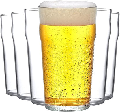 Amazing Abby - Amber - 20-Ounce Plastic Beer Glasses (Set of 6), Plastic Pint Glasses, Reusable Cups, BPA-Free, Shatter-Proof, Dishwasher-Safe, Perfect for Poolside, Outdoors, Camping, and More