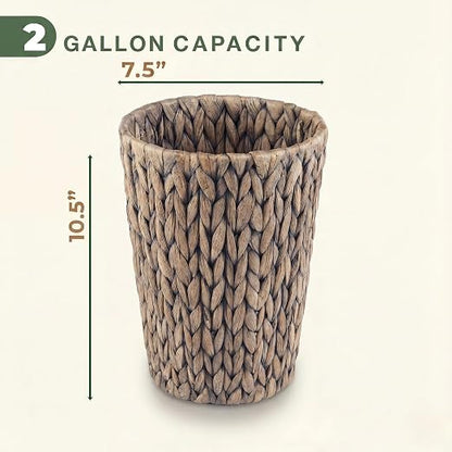 84ECO 2-Pack Small Grey Wicker Trash Cans for Bathroom, Bedroom, Office