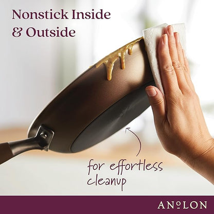 Anolon Advanced Home Hard Anodized Nonstick Frying Pan, 8.5 Inch – Small Non Stick Egg Pan, Durable Nonstick Skillet - Bronze