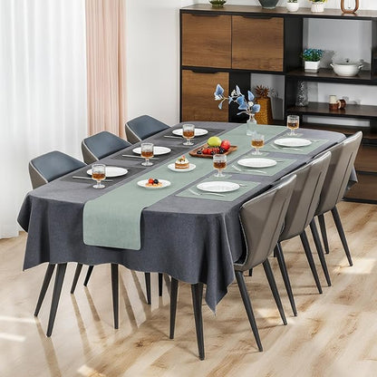 Myir JUN Dual Sided Faux Leather Placemats Set of 4 for Indoor Outdoor Dining Tables, Square Non-Slip Washable Wipeable Table Mats (Gray Sage Green)