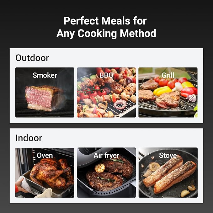 ThermoMaven Smart Bluetooth Wireless Meat Thermometer, 10X Enhanced Sub-1G Signal and Stability, Standalone Display Base, Certified Accuracy ±0.5°F, WiFi Unlimited Range for BBQ, Oven, Smoker, Grill