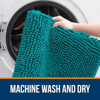 OLANLY Bathroom Rugs 36x24, Extra Soft Absorbent Chenille Bath Rugs, Rubber Backing Quick Dry, Machine Washable Bath Mats for Bathroom Floor, Tub and Shower, Home Decor Accessories, Deep Lake