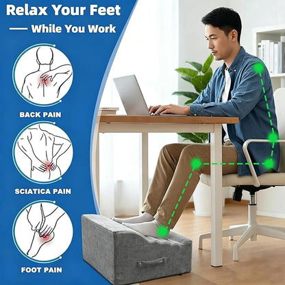 Under Desk Foot Rest, Non-Slip Office Foot Stool for Office & Gaming Chair, Leg Support for All-Day Comfort (Light Gray)