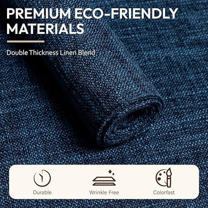 Blue Forest Placemats Set of 8, Dual-Layered Thickened Faux Linen Cloth Place Mats Heat Resistant Machine Washable Wrinkle Free Table Mats Indoor/Outdoor (Navy Blue)