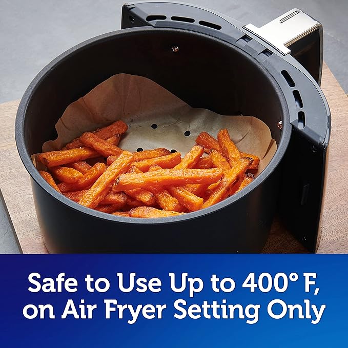 Reynolds Kitchens Air Fryer Liners Disposable, Unbleached Parchment Paper Sheets, 50 Count (Pack of 2)