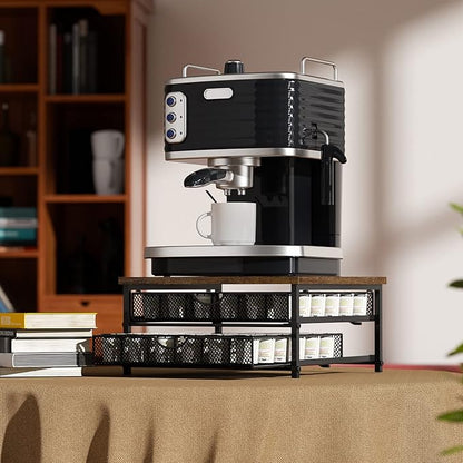 Coffee Pod Holder For Counter, Coffee Pod Drawer for K Cup Storage Drawer Holder, 72 Capacity Pods Storage Organizer Cups Capsule with Sliding Baskets for Coffee Station, Black