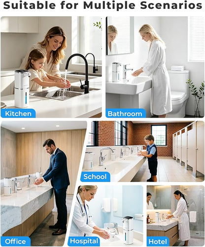 2 Pack Automatic Foaming Soap Dispenser, 400ml//13.53oz, USB Rechargeable, 9- Adjustable Foam Levels, IPX5 Waterproof, Touchless & Wall/Tabletop Use for Kitchen Bathroom, White