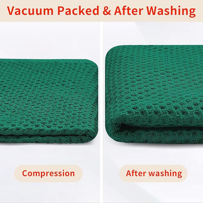 Homaxy 100% Cotton Waffle Weave Kitchen Dish Towels, Ultra Soft Absorbent Quick Drying Cleaning Towel, 13 x 28 Inches, 4-Pack, Dark Green
