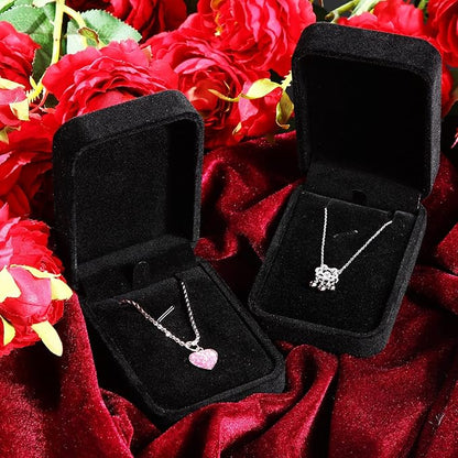 Inbagi 24 Pcs Necklace Pendant Box Velvet Jewelry Storage Display Case Ring Earring Pendant Jewelry Boxes Pearl Necklace Holder Gift Boxes for Christmas Wedding Engagement Birthday Anniversary(Black)
