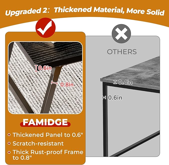 Folding Coffee Table, 39.4” Portable Floor Table Desk for Sitting on The Floor, No Assembly Low Coffee Table for Living Room, Home, Caravan and Camping, Large 39.4Lx19.7Wx15.8H, Black