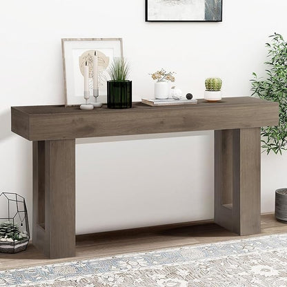 Grepatio 63 Inch Entryway Console Table, Rustic Narrow Sofa Table, Wood Long Console Table, Farmhouse Entry Way Table, Behind Couch Tables for Entrance, Hallway, Living Room (Grey Brown)