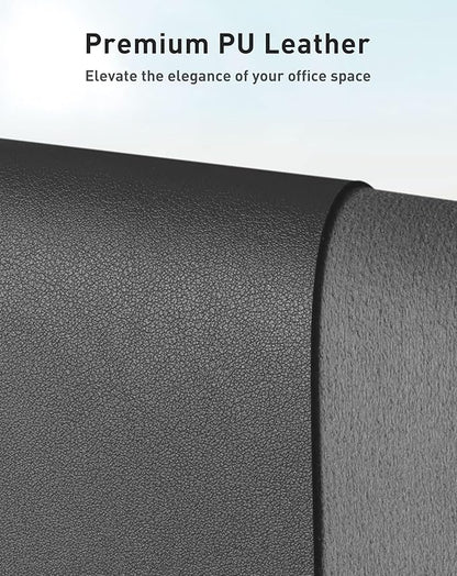 Aothia Faux Leather Desk Mat - Large Mouse Pad, Non-Slip PU Leather Blotter, Waterproof Writing Surface for Office and Home (Grey, 40" x 24")
