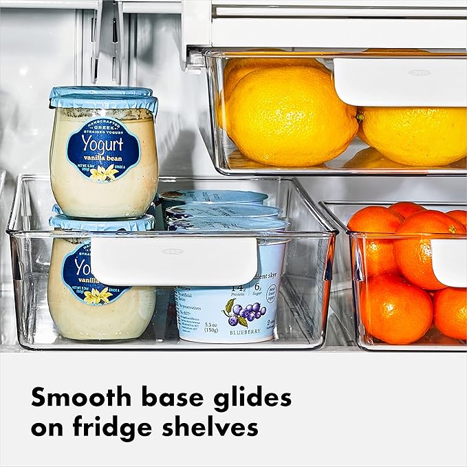 OXO Good Grips Fridge Organization Bin 8 in x 14 in - for Cheese, Meat, Fish and More (Pack of 2)