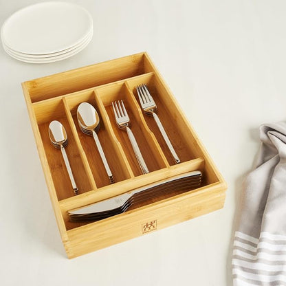 ZWILLING Bamboo Flatware Storage Tray, Kitchen Drawer Organizer for Utensils and Cutlery, Eco-Friendly Bamboo Design