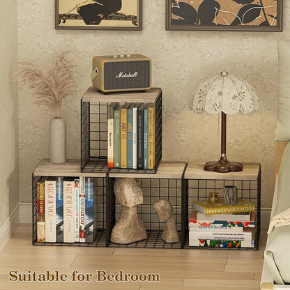 Dmevkic 2 Cube Small Bookcase,Bookshelf for Small Spaces Book Shelf,12.2 x 12.2 x 12.2, DIY Variable Stackable Cube Storage for Living Room,Office,Bedroom