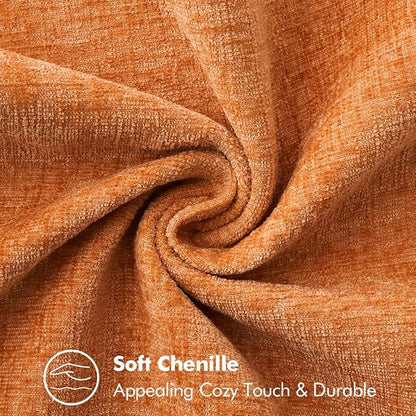 MIULEE Pack of 2 Fall Couch Throw Pillow Covers 18x18 Inch Orange Farmhouse Decorative Pillow Covers with Stitched Edge Soft Chenille Solid Dyed Pillow Covers for Sofa Bed Living Room