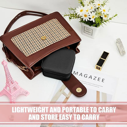 Taiyin 6 Pcs Travel Jewelry Case Box Bridesmaid Gifts Bulk Travel Jewelry Cases Boxes Small Jewels Organizers Mini Accessories Ornaments Storage for Women Girls Wedding Gifts (Black)