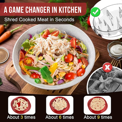 SoulLife Chicken Shredder Tool Twist 8 Inches, Chicken Breast Shredder, BPA free, Food Safe Material, Meat Shredder, Clear Lid, Ergonomic Handle, Strong Anti-slip, Easy to Clean, Dishwasher Safe (Red)