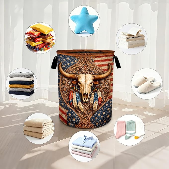 Cow Laundry Basket Waterproof Laundry Hamper Foldable Laundry Bag with Handles for Bedroom, Bathroom, Office, Clothes Storage
