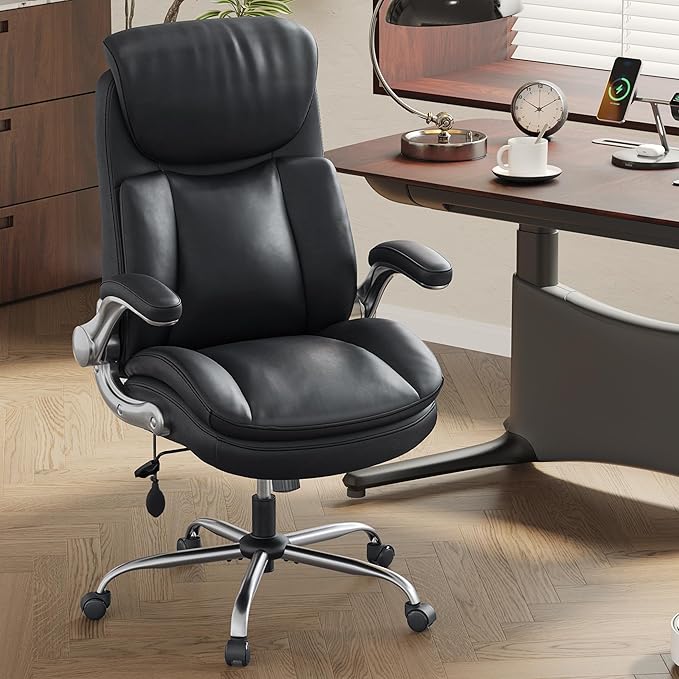 500lbs Executive Office Chair Big and Tall, Adjustable Lumbar Support for Back Pain, BIFMA-Certified Heavy Duty Office Chair Computer Desk Chair with Extra Wide Seat & Thick Armrest Pad