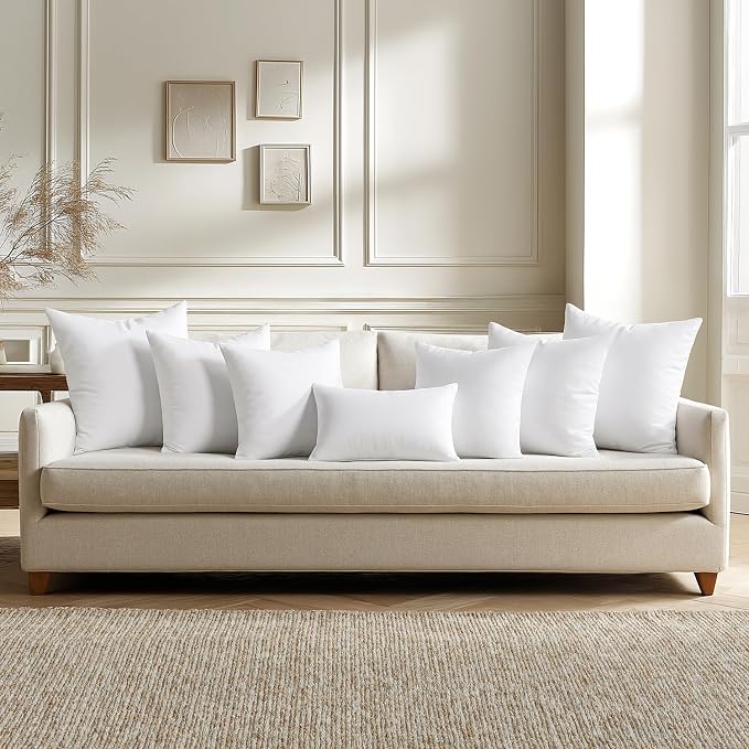 MIULEE Throw Pillows Inserts, Pack of 2 14x20 Inch 100% Virgin Fiber Filling Bed Couch Pillows