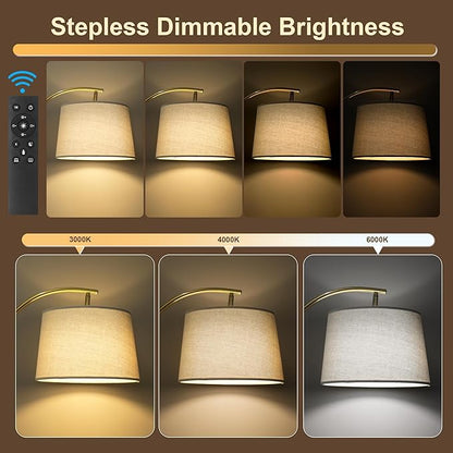 63" Wood Floor Lamp for Living Room Dimmable Standing Lamp with Remote & Foot Switch, 3 Color Temperatures Tall Lamp Mid Century Modern Floor Lamp for Bedroom Office, 9W Bulb Included, Walnut Brown
